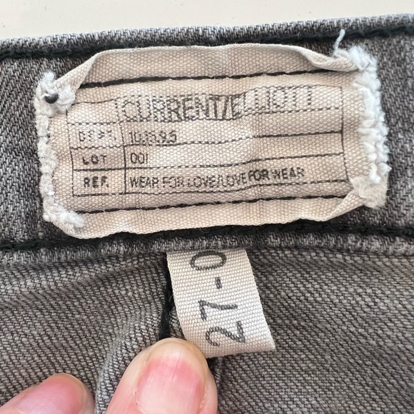 CURRENT/ELLIOT The Cropped Straight Jeans w/ Frayed Hem, Grey, 27 - Picture 8 of 10